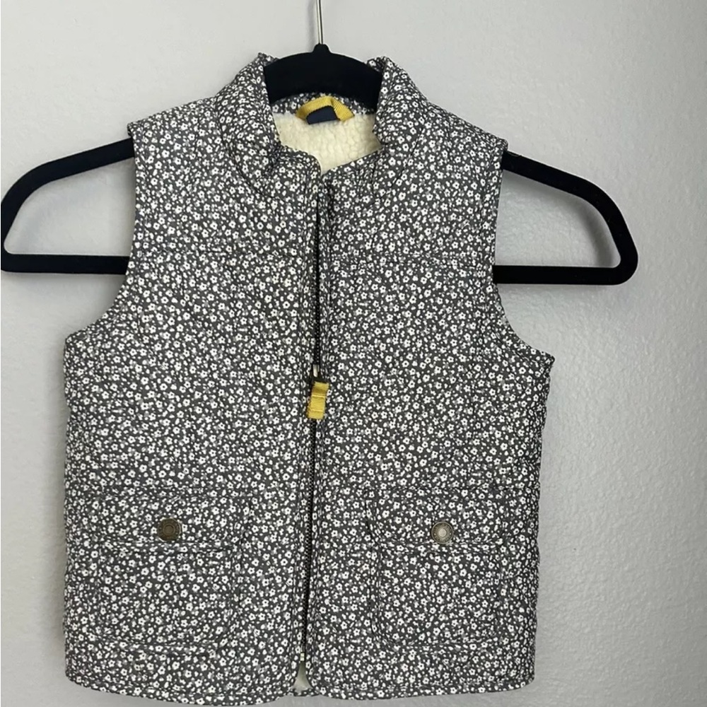 Baby GAP toddler girl size 3 blue floral Sherpa vest
